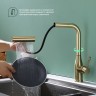 Смеситель Splenka для кухни с мультифункциональным и выдвижным изливом S206.49.03 Золотой сатин