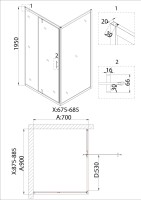 Душевое ограждение Niagara Nova NG-83-9AB-A70B (90х70х195) прямоугольник,черный,дверь распашная,стекло прозрачное,2 места