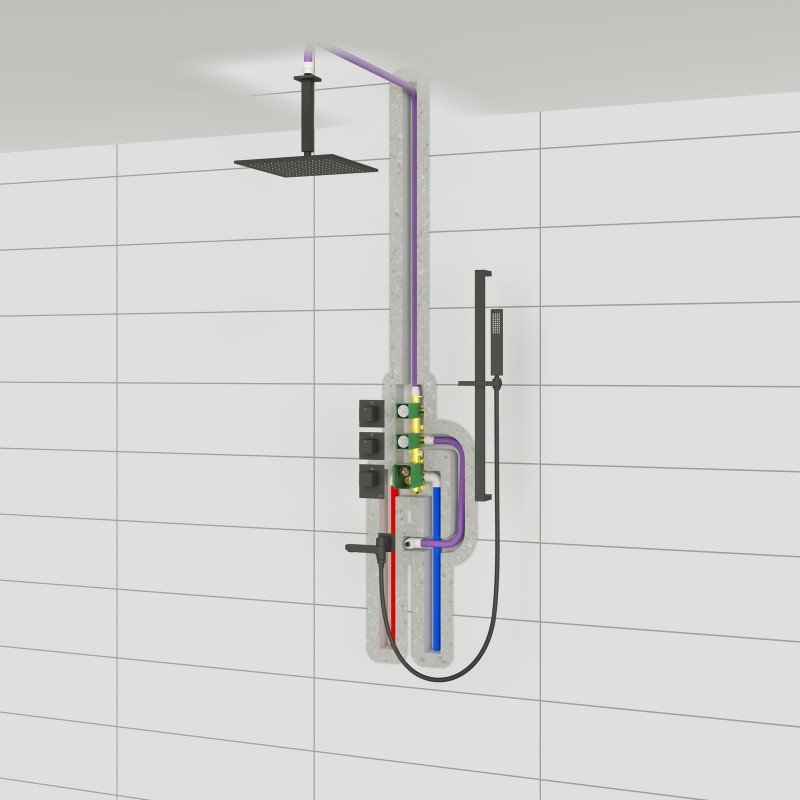 Душевая система встроенная с термостатом Timo Selene SX-2239/03SM черный