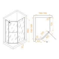 Душевой уголок RGW PA-091 (Прозрачное, 800x1200)