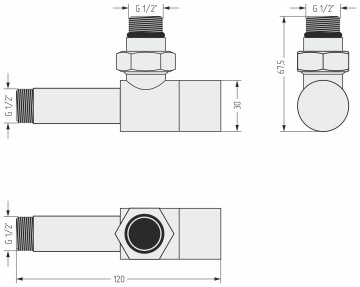Вентиль угловой под шестигранник (G 1/2" НР х G 1/2" НР)