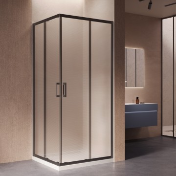 Душевой уголок Альфа-Н (Alpha-N) VSS-3AN800MTB, 800*800, черный, стекло текстурное