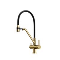 Смеситель для кухни SANCOS Dora с возможностью подключения фильтра для воды, цвет брашированное золото, PVD покрытие, арт. SC4003BG