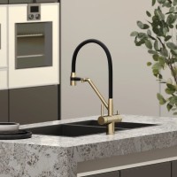 Смеситель для кухни SANCOS Dora с возможностью подключения фильтра для воды, цвет брашированное золото, PVD покрытие, арт. SC4003BG