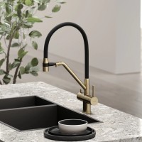 Смеситель для кухни SANCOS Dora с возможностью подключения фильтра для воды, цвет брашированное золото, PVD покрытие, арт. SC4003BG