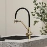 Смеситель для кухни SANCOS Dora с возможностью подключения фильтра для воды, цвет брашированное золото, PVD покрытие, арт. SC4003BG