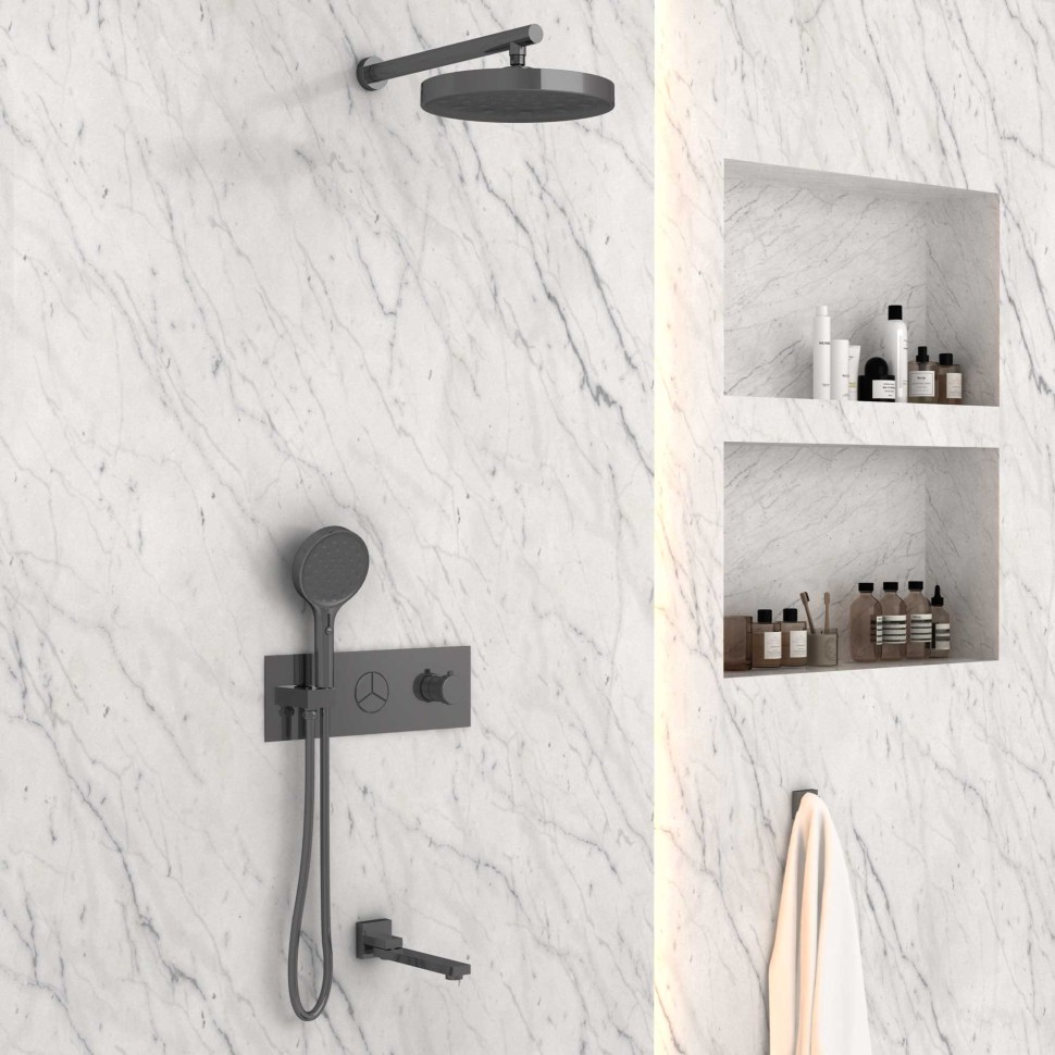 Душевой комплект VSFW-432TI2GM встраиваемый, вороненая сталь