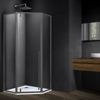 Душевой уголок Penta VSP-3P900CLGM, 900*900, вороненая сталь, стекло прозрачное