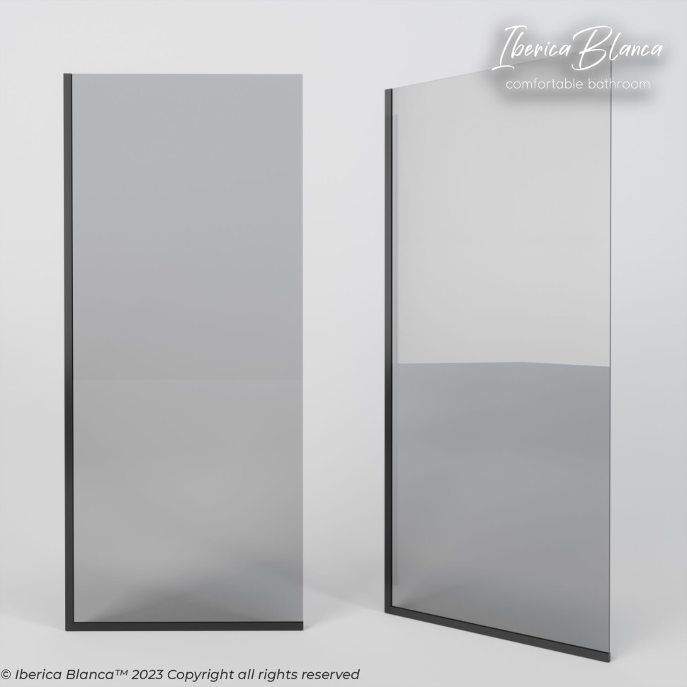 Шторка для ванны IBERICA BLANCA Mod.403 неподвижная тонированное стекло/черный 70х140см (IB403.TB.140.70)