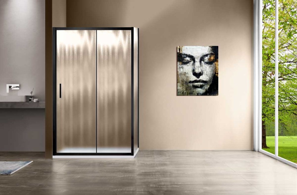 Душевой уголок Garda VSR-1G9012CHB, 1200*900, черный, стекло шиншилла