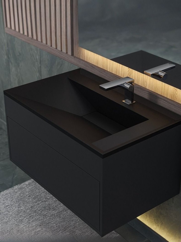 Тумба под раковину для ванной подвесная Uperwood Lotus Premium 80х50х42 см, черная