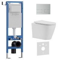 Комплект 3в1 IBERICA BLANCA инсталляция SILENCIO MINI, унитаз BURGOS ALTO белый, кнопка смыва INOX-S хром матовый (IB.001M.BRA.231.1601)