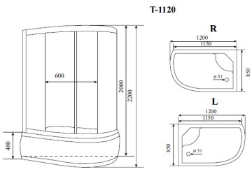 Timo Standart T-1120 R душевая кабина 120*85*220