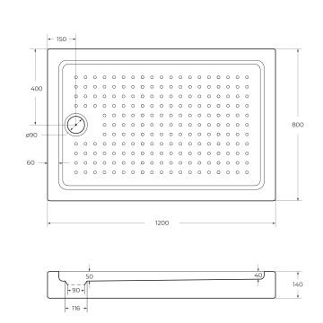 Акриловый поддон CEZARES TRAY-A-AH-120/80-15-W0