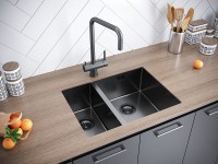 Мойка нерж. сталь GERBERG 59/2S UNI, PM225944-GMR, вороненая сталь, правая, PVD, 590х440мм, Paulmark