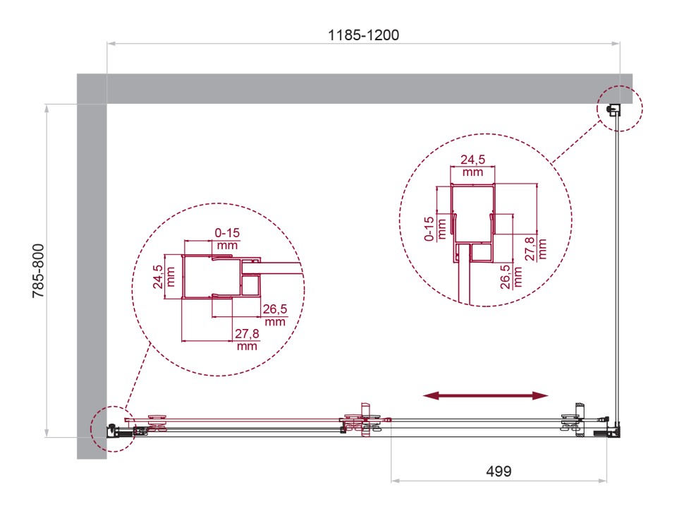 Душевой уголок BelBagno LUCE-AH-1-120/80-C-Cr