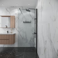 Душевая перегородка Niagara Eco NG-551-80BLACK (80х190) черный,стекло прозрачное,1 место
