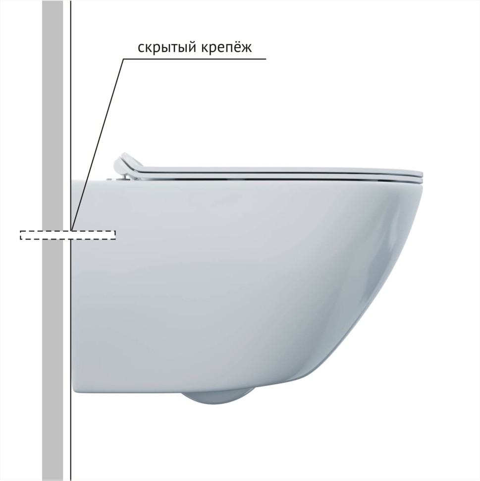 Унитаз BERGES подвесной PUMA Rimless 51см, сиденье дюропласт Toma Slim SO, микролифт, быстросъем