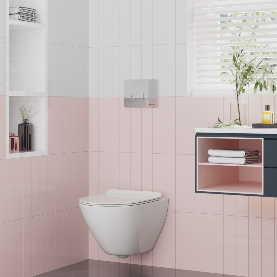 Унитаз BERGES подвесной PUMA Rimless 51см, сиденье дюропласт Toma Slim SO, микролифт, быстросъем