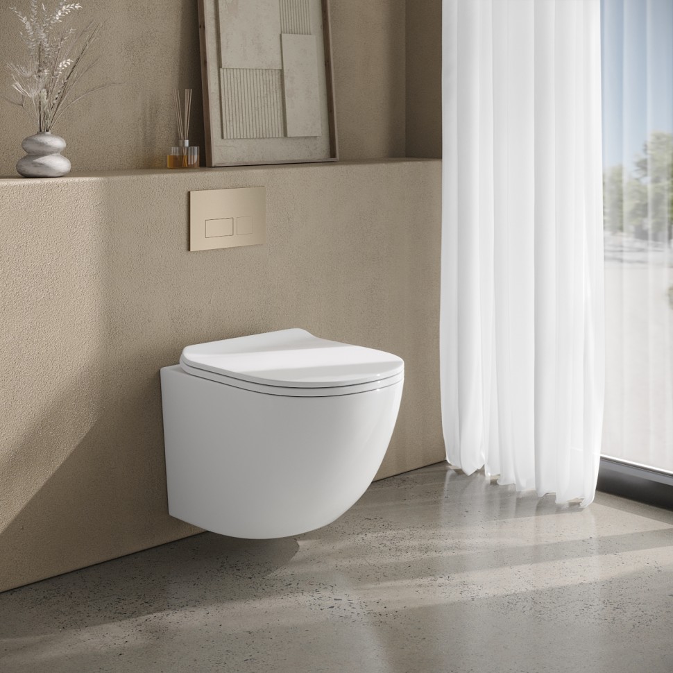 Унитаз подвесной MILLEAU ALBY 203 белый глянец, безободковый, с микролифтом