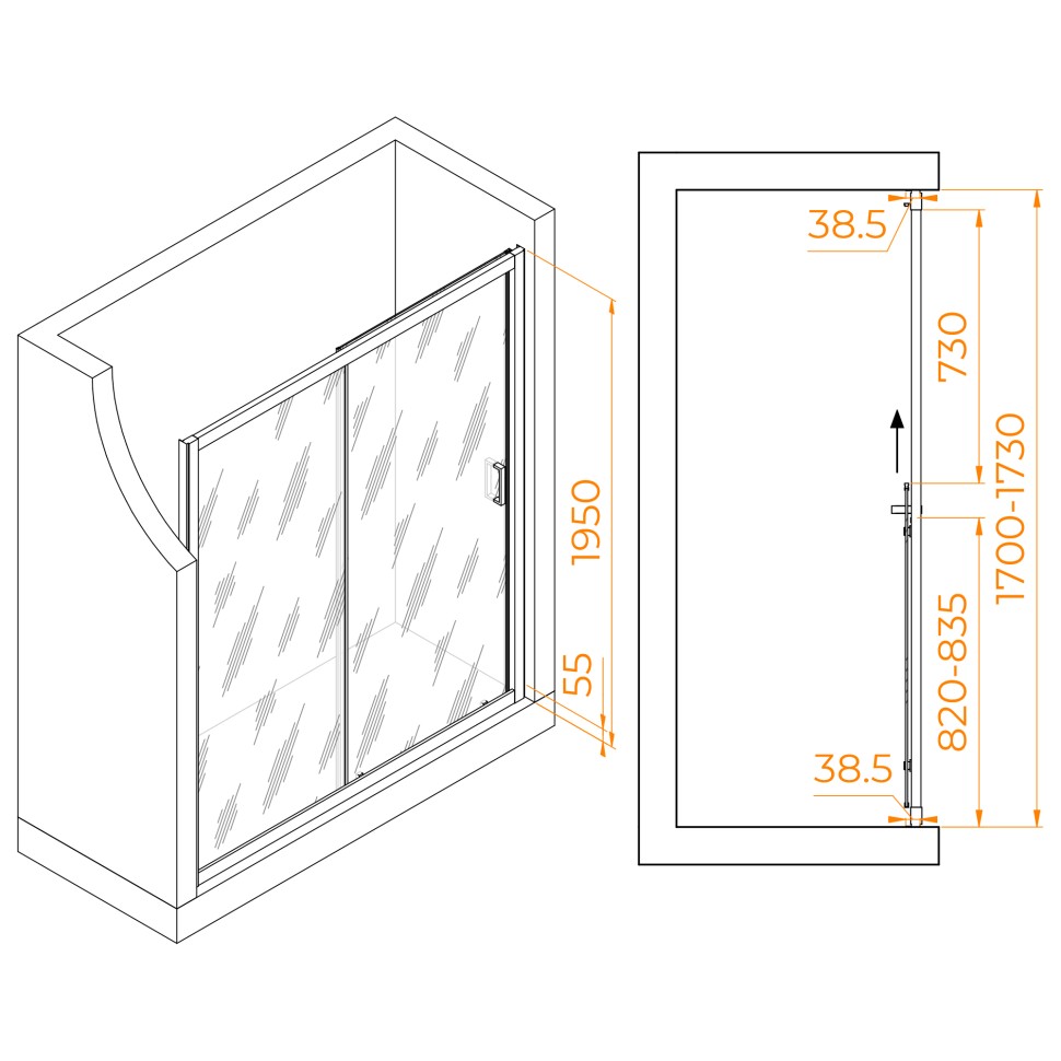 Душевая дверь RGW PA-016B (Прозрачное, 1700)