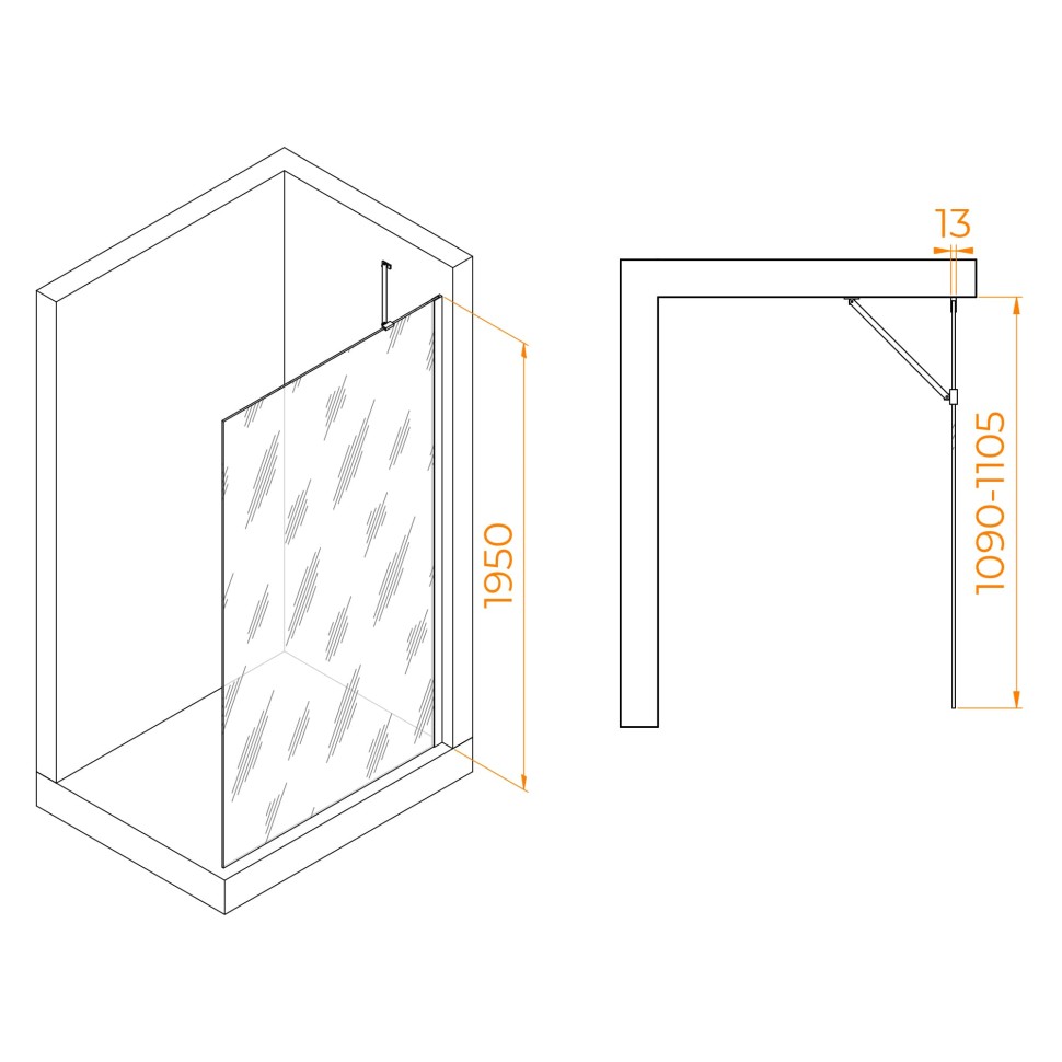Душевая перегородка RGW WA-110 (Матовое-Сатинат, 1100)