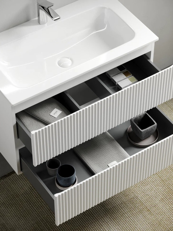 Тумба подвесная SANCOS Snob R 790х445х500, c двумя ящиками оснащенными доводчиками, Bianco, арт.SNR80W