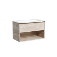 Тумба подвесная SANCOS Marmi 1.0 790х445х520 c одним ящиком оснащенным доводчиками скрытого монтажа и открытой нишей, дуб галифакс натуральный, арт. MR1.080EG
