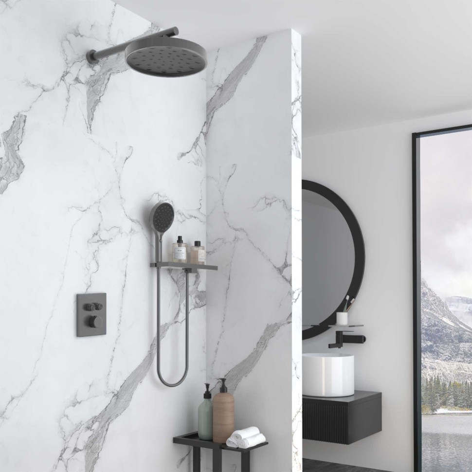 Душевой комплект Inspire VSFW-3I21MT2RGM встраиваемый, термостат, двухрежимный, вороненая сталь