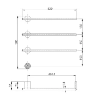 AQM3143GM Полотенцесушитель электрический (встраиваемый) 520*506 c терморегуляторм, цвет: металл.