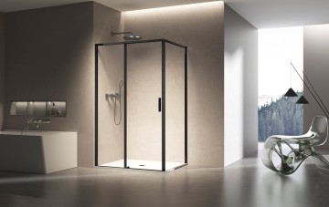 Душевой уголок Слим 8мм (Slim 8mm) VSR-6SL9013CLB, 1300*900, черный, стекло прозрачное