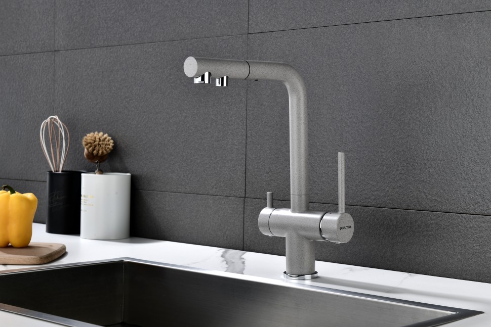 Смеситель для кухни SERPENTINE, серый, Se213222-GR, Paulmark