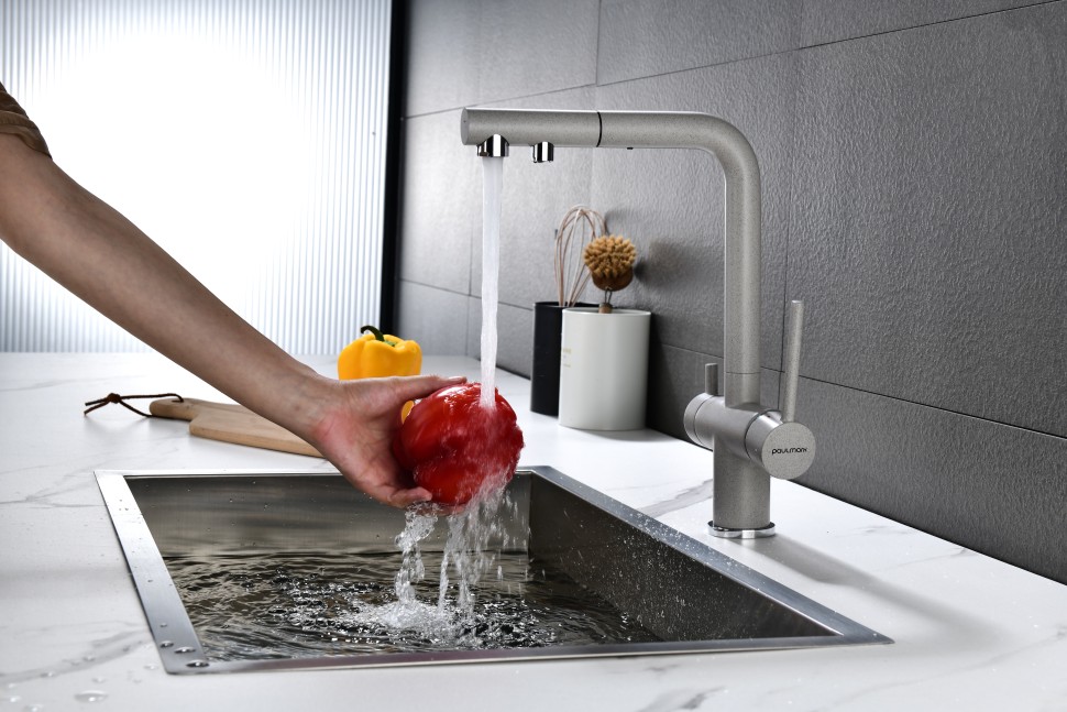 Смеситель для кухни SERPENTINE, серый, Se213222-GR, Paulmark