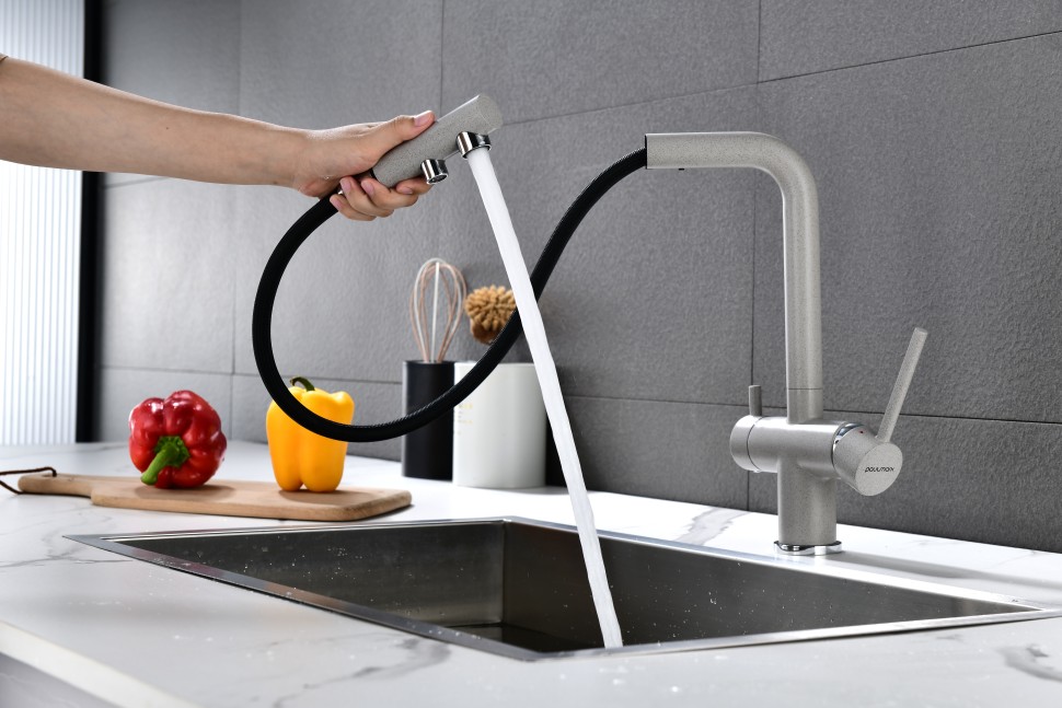 Смеситель для кухни SERPENTINE, серый, Se213222-GR, Paulmark