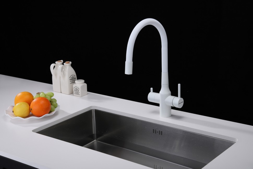 Смеситель для кухни Salix, белый матовый, Sa213419-431(WH), Paulmark