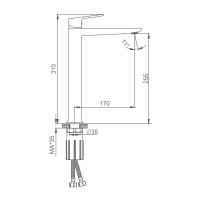 Смеситель Splenka высокий для умывальника S41.15.06 Черный