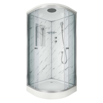 Душевая кабина Niagara Luxe NG-7702M (100x100х210) низкий поддон(15см),дверь раздвижная,стенки мрамор,3 места