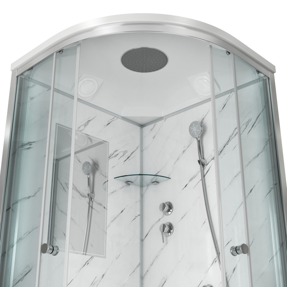 Душевая кабина Niagara Luxe NG-7702M (100x100х210) низкий поддон(15см),дверь раздвижная,стенки мрамор,3 места