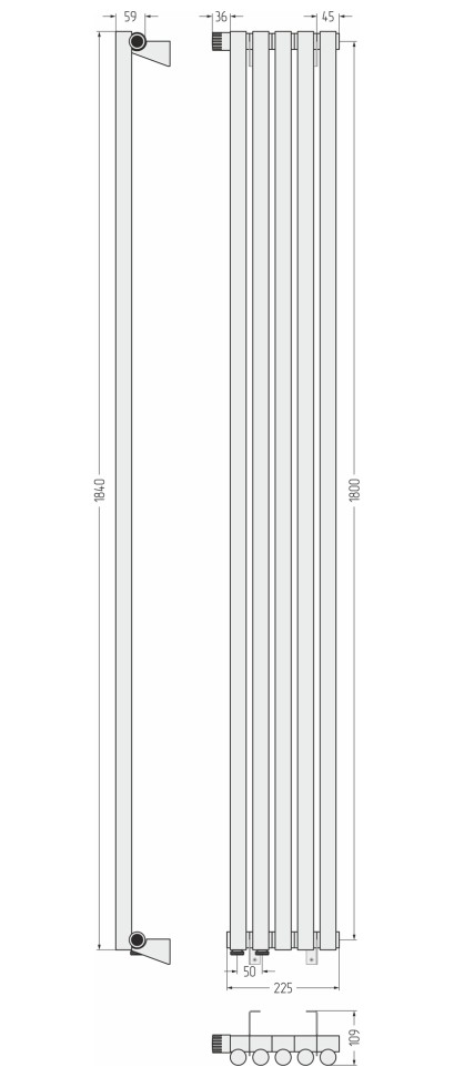 Эстет-1 EU50 левый 1800х225 5 секций