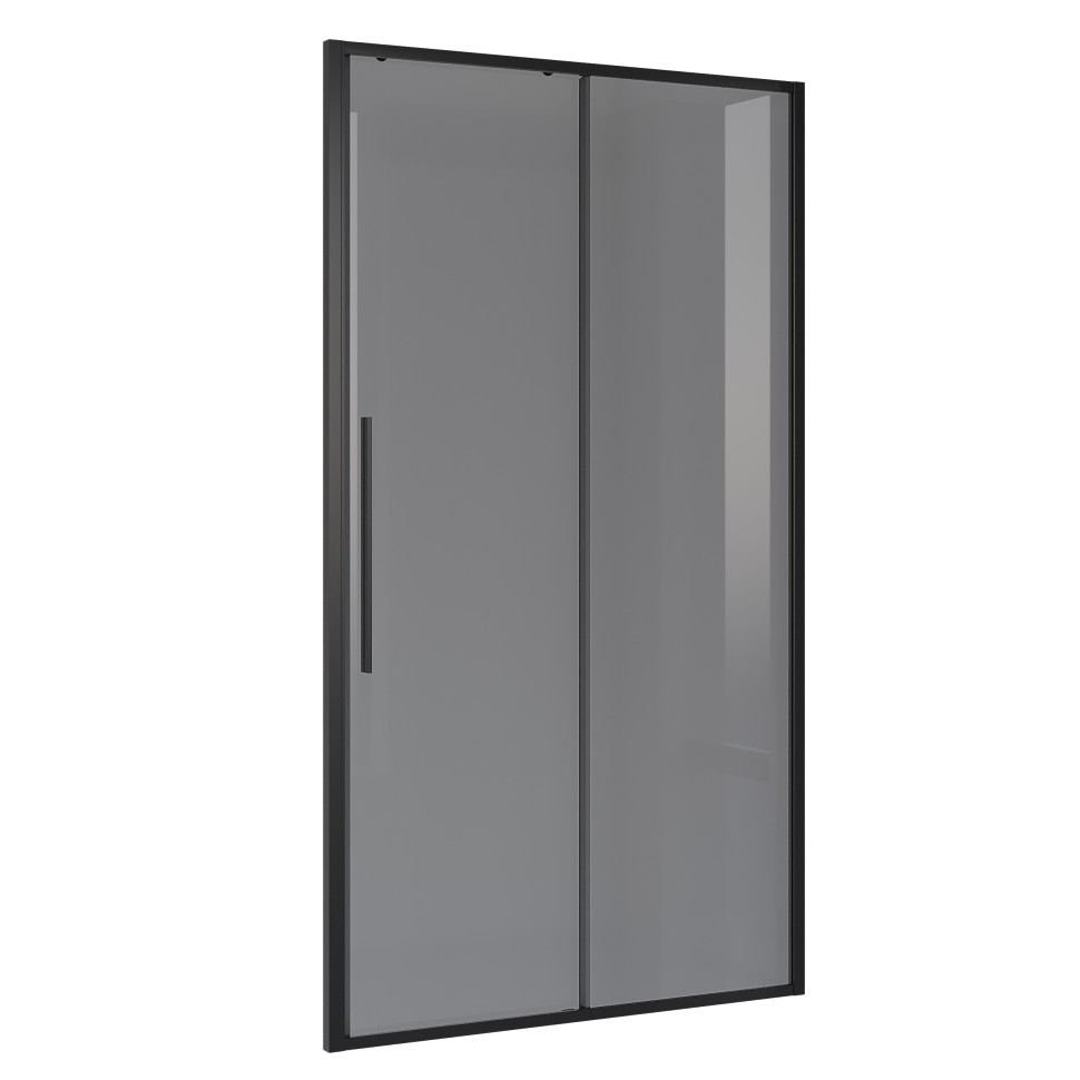 Дверь в нишу Niagara Nova NG-85-14TB (140х195) черный матовый,стекло тонированное,дверь раздвижная,1 место