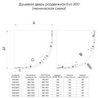 Душевой угол Veconi Evo 200 B, 800х800x1950, черный матовый, прозрачное стекло