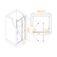 Душевая дверь RGW HO-014B (Матовое-Сатинат, 900)
