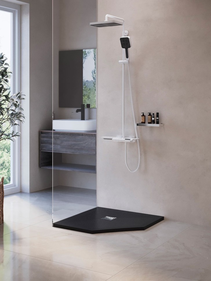 Душевой поддон трапеция RGW ST/T-G Графит (800x800)