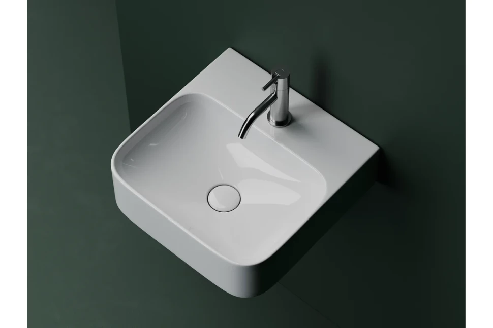 Умывальник AURA с 1 отверстием для смесителя, без перелива 430x390x135мм