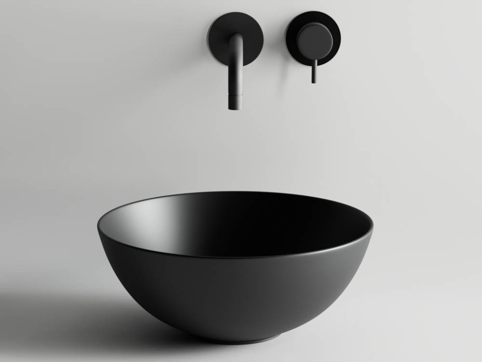 Умывальник чаша накладная круглая (цвет Черный Матовый) Element 358x358x155мм