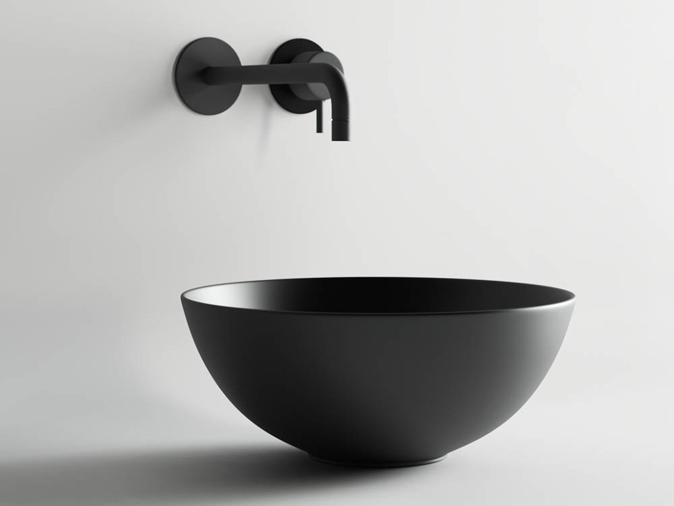 Умывальник чаша накладная круглая (цвет Черный Матовый) Element 358x358x155мм
