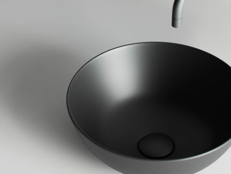 Умывальник чаша накладная круглая (цвет Черный Матовый) Element 358x358x155мм