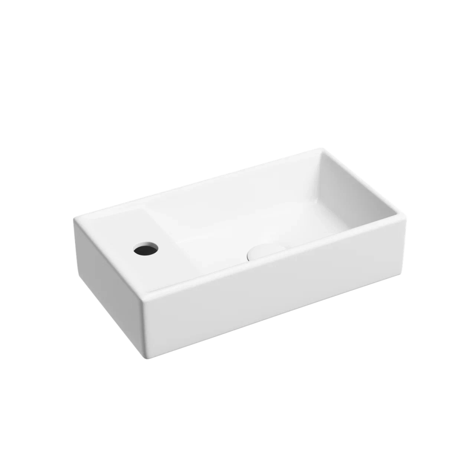 Умывальник подвесной прямоугольный (чаша справа, отверстие под смеситель слева) цвет белый матовый Element 407x217x100