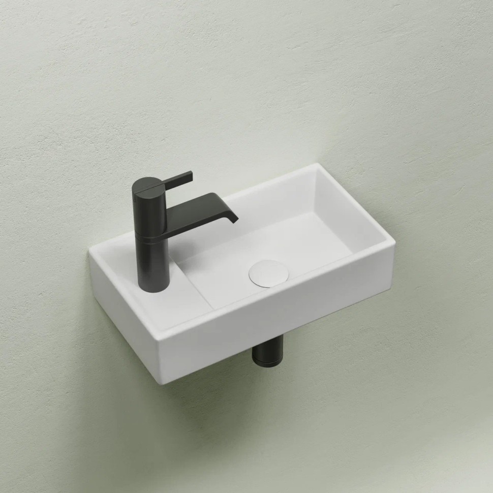 Умывальник подвесной прямоугольный (чаша справа, отверстие под смеситель слева) цвет белый матовый Element 407x217x100