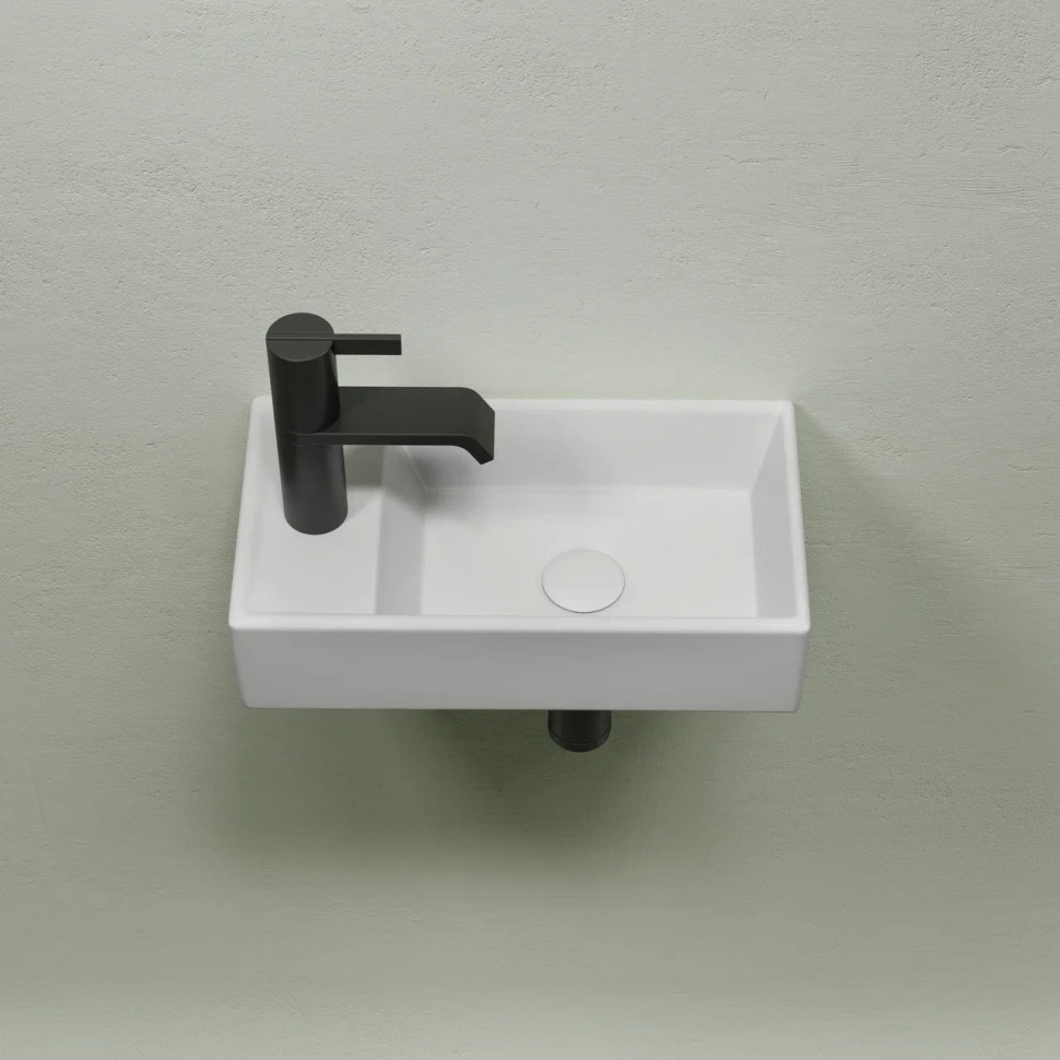 Умывальник подвесной прямоугольный (чаша справа, отверстие под смеситель слева) цвет белый матовый Element 407x217x100